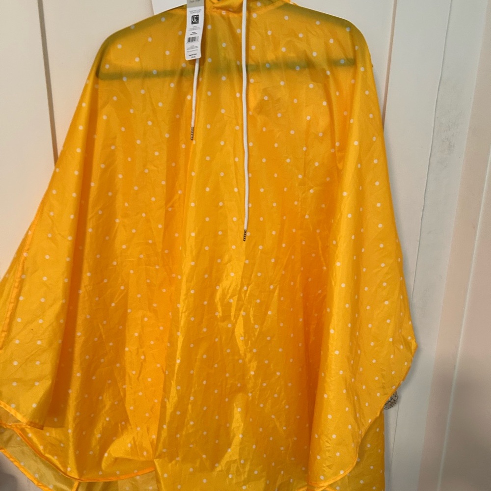 Charlie Paige Yellow Polka Dot Hooded Rain Poncho